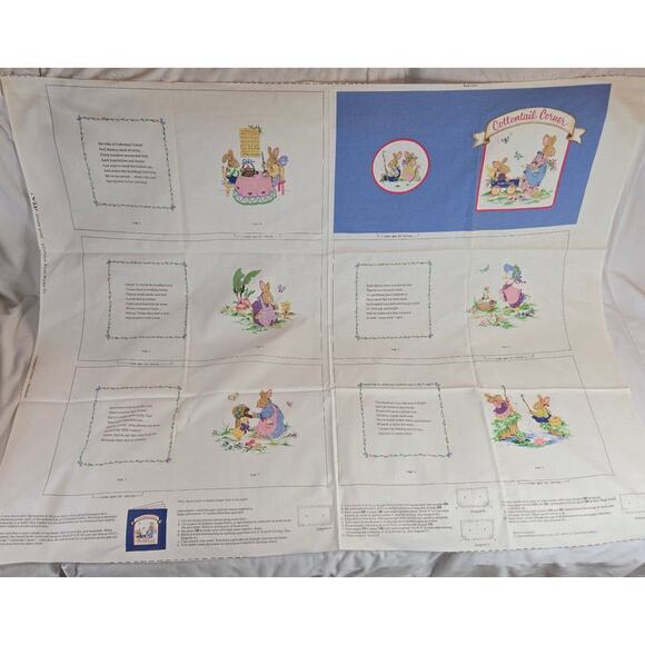 Vintage Cut & Sew Storybook Cottontail Corner Easter Bunny Cranston Uncut Fabric - Picture 1 of 12
